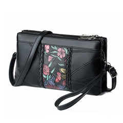 Flower Print Sheepskin Leather Small Shoulder Bag for Women