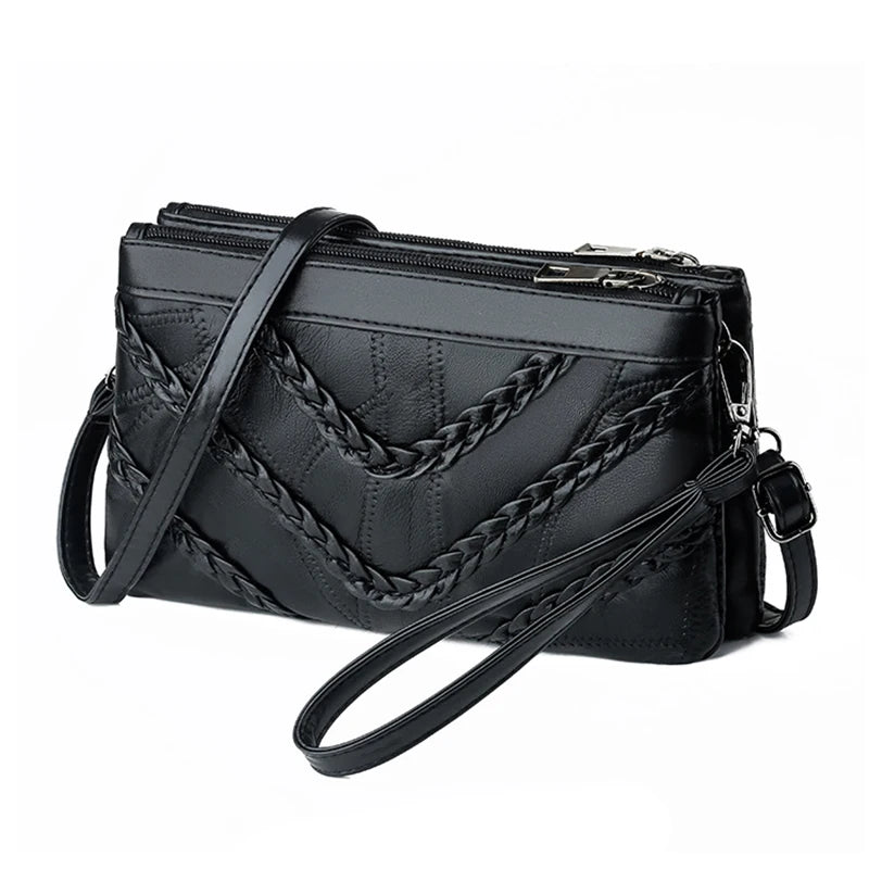 Flower Print Sheepskin Leather Small Shoulder Bag for Women
