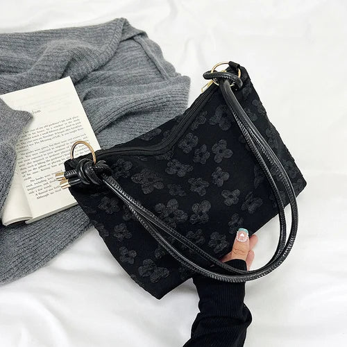 Flower Prints Shoulder Bag Women's Tote Purse Handbag Casual Portable Underarm