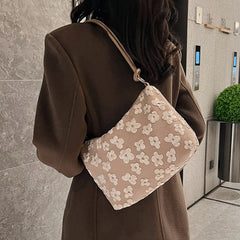 Flower Prints Shoulder Bag Women's Tote Purse Handbag Casual Portable Underarm