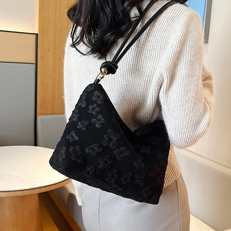 Flower Prints Shoulder Bag Women's Tote Purse Handbag Casual Portable Underarm