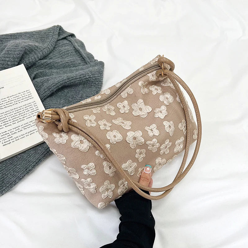 Flower Prints Shoulder Bag Women's Tote Purse Handbag Casual Portable Underarm