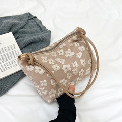 Flower Prints Shoulder Bag Women's Tote Purse Handbag Casual Portable Underarm