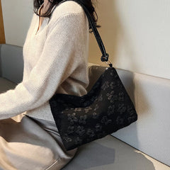 Flower Prints Shoulder Bag Women's Tote Purse Handbag Casual Portable Underarm