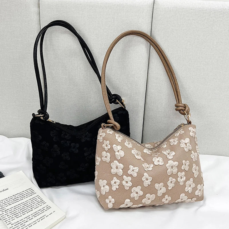 Flower Prints Shoulder Bag Women's Tote Purse Handbag Casual Portable Underarm