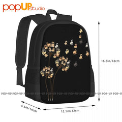 Flower Pug Dog Dandelion Backpack Large Capacity Swimming School Sport Bag