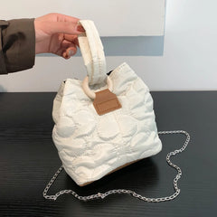 Flower Quilted Messenger Bag Chain Tote Soft Embroidered Lightweight Travel