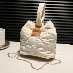 Flower Quilted Women Messenger Bag Chain Underarm Bag Casual Portable Soft Embro