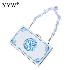 Acrylic Flower Clutch Purse Party Handbag with Chain