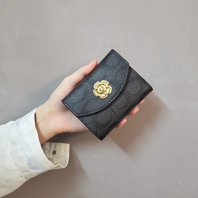 Small Fresh Flower Wallet Short Tri-fold Money Clip