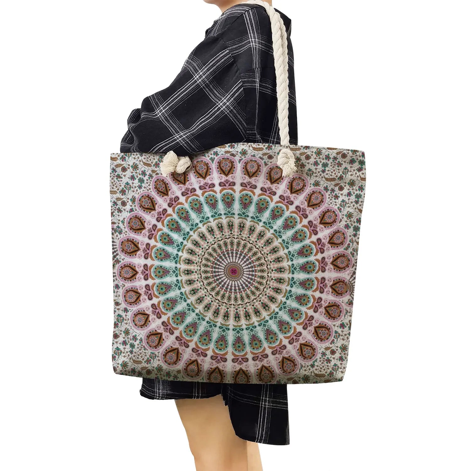 Flower Tote Bags Women Eco Reusable Shopping Bag Foldable Floral Print Handbags