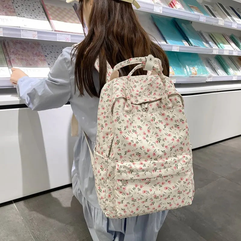 Vintage Flower Backpack School Bags for Teenage Girls Women