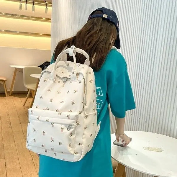 Vintage Flower Backpack School Bags for Teenage Girls Women