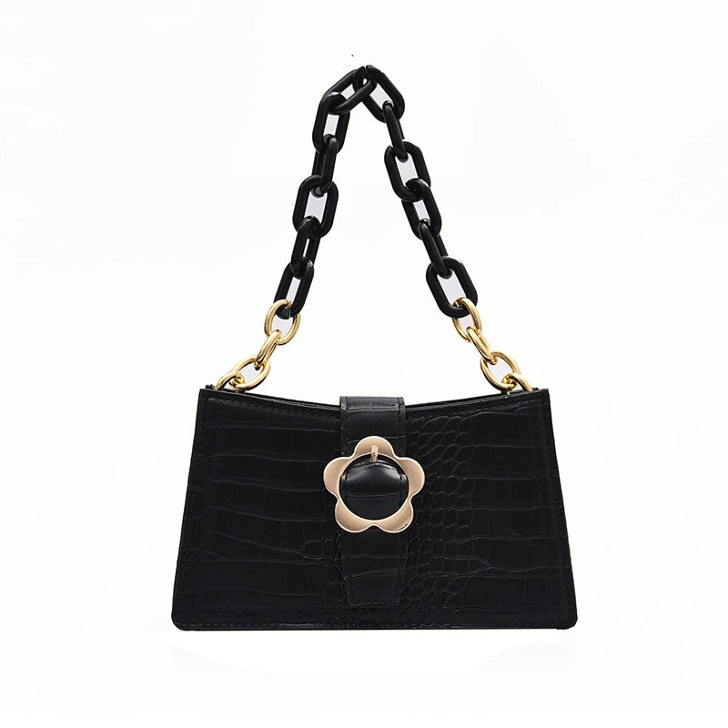 Flower Women Small Shoulder Bag Retro PU Leather Girls Hand Bags