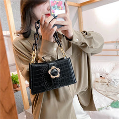 Flower Women Small Shoulder Bag Retro PU Leather Girls Hand Bags