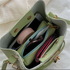Flowers Embroidery Bucket Crossbody Bag for Women