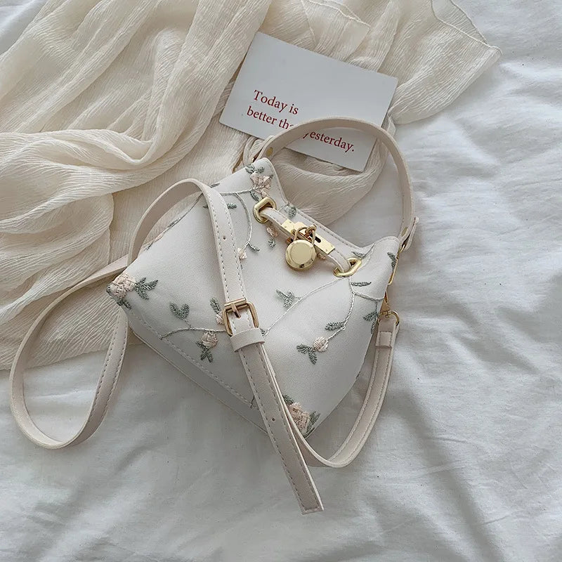 Flowers Embroidery Crossbody Bag High Handbags Shoulder Messenger Bag
