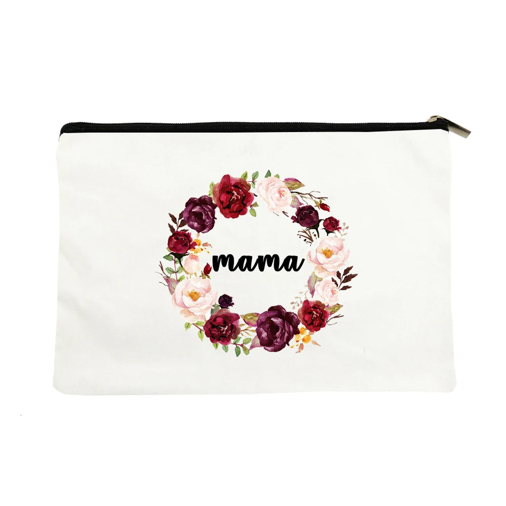 Flowers Mama Women Cosmetic Bag Lipstick Storage Makeup Pouch Handbag