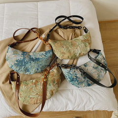 Flowers Pattern Shoulder Bags for Women Casual Chains Hobos Bag