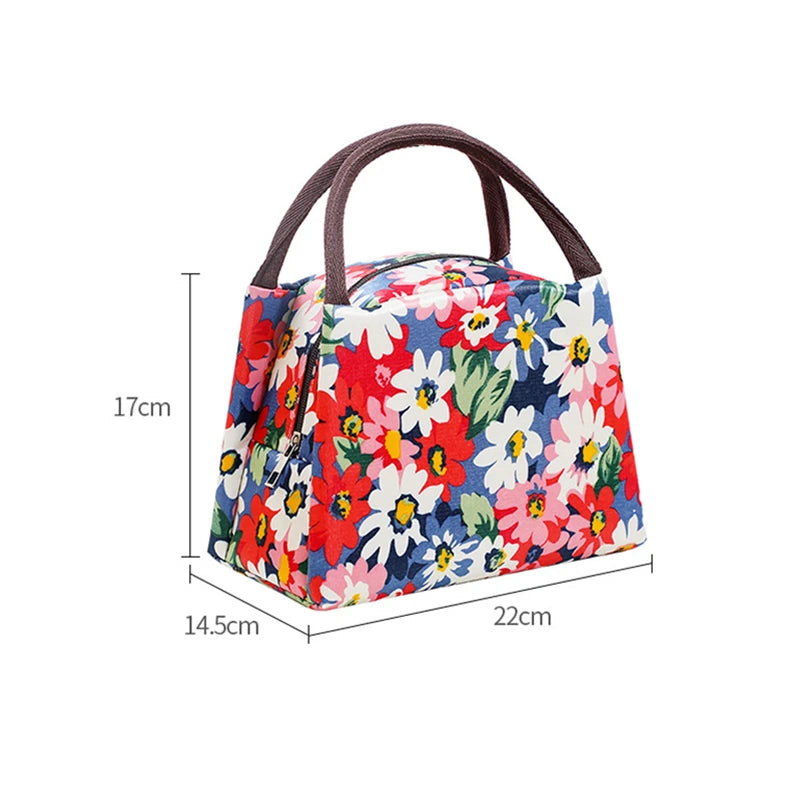 Flowers Thermal Lunch Bags for Women Kids Cooler Ice Pack Work Picnic
