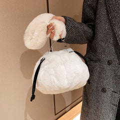 Fluffy Faux Fur Shoulder Bag Women's Plush Winter Armpit Tote for Travel