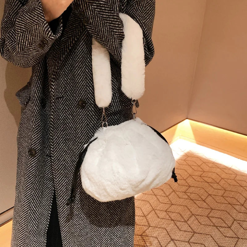 Fluffy Faux Fur Shoulder Bag Women's Plush Winter Armpit Tote for Travel