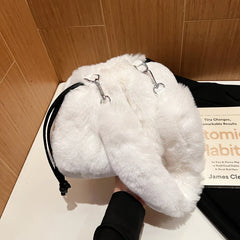 Fluffy Faux Fur Shoulder Bag Women's Plush Winter Armpit Tote for Travel