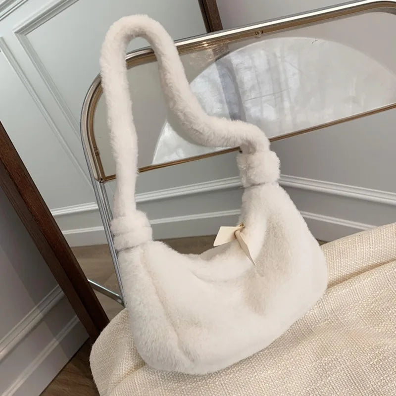 Fluffy Plush Bags For Women Handbags Tote Shoulder Messenger Bag