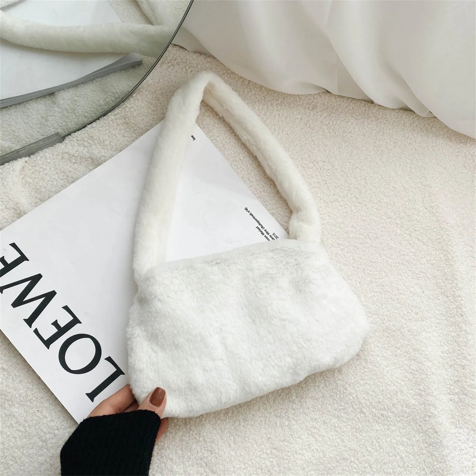 Fluffy Plush Shoulder Messenger Bag Soft Crossbody Bags Women Totes Bags Clutch