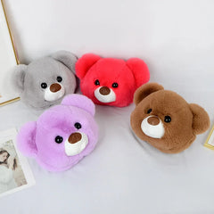 Fluffy Rabbit Fur Bear Messenger Bag For Women Girls Plush Bears Zipper Handbags