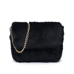 Fluffy Shoulder Bags Women Solid Crossbody Cover Flap Candy Winter Handbags