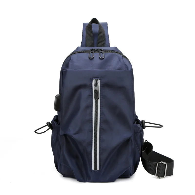 Fluorescent Strip Men's Chest Bag Oxford Business Messenger Shoulder Bag