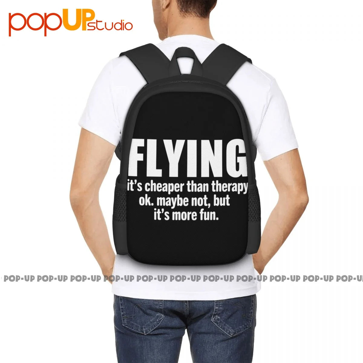 Flying It'S Cheaper Than Therapy Pilot Plane Fly Airplane Backpack