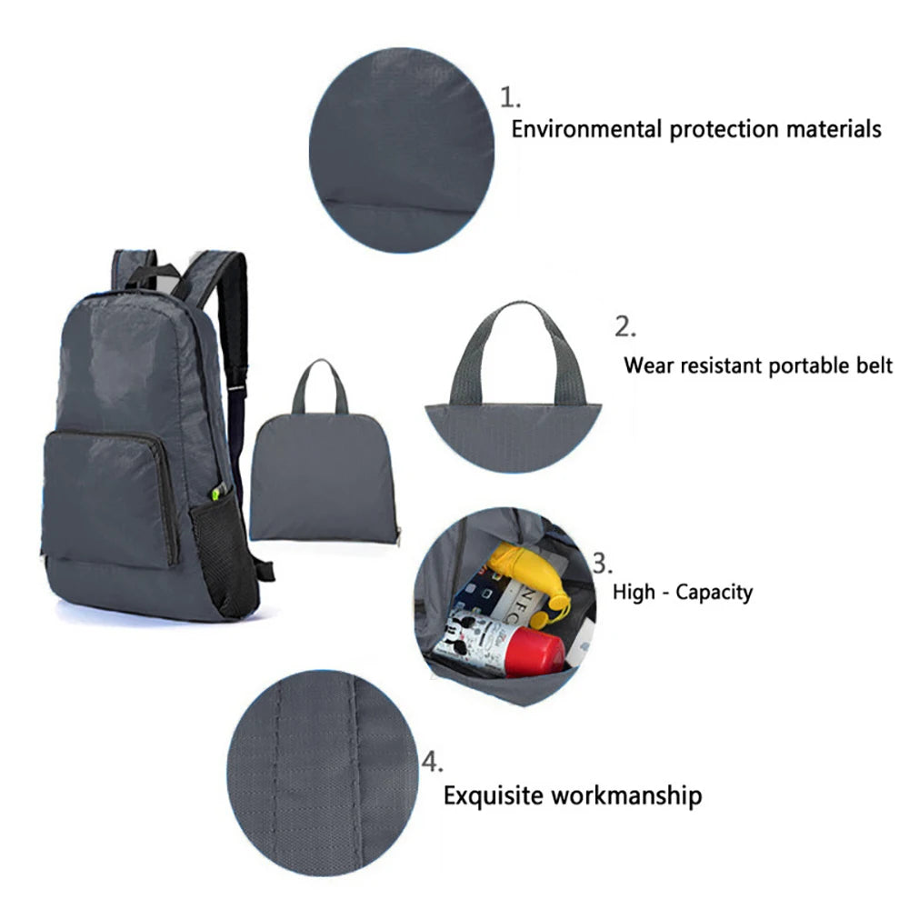 Waterproof Foldable Backpack Skull Pattern Hiking Bag