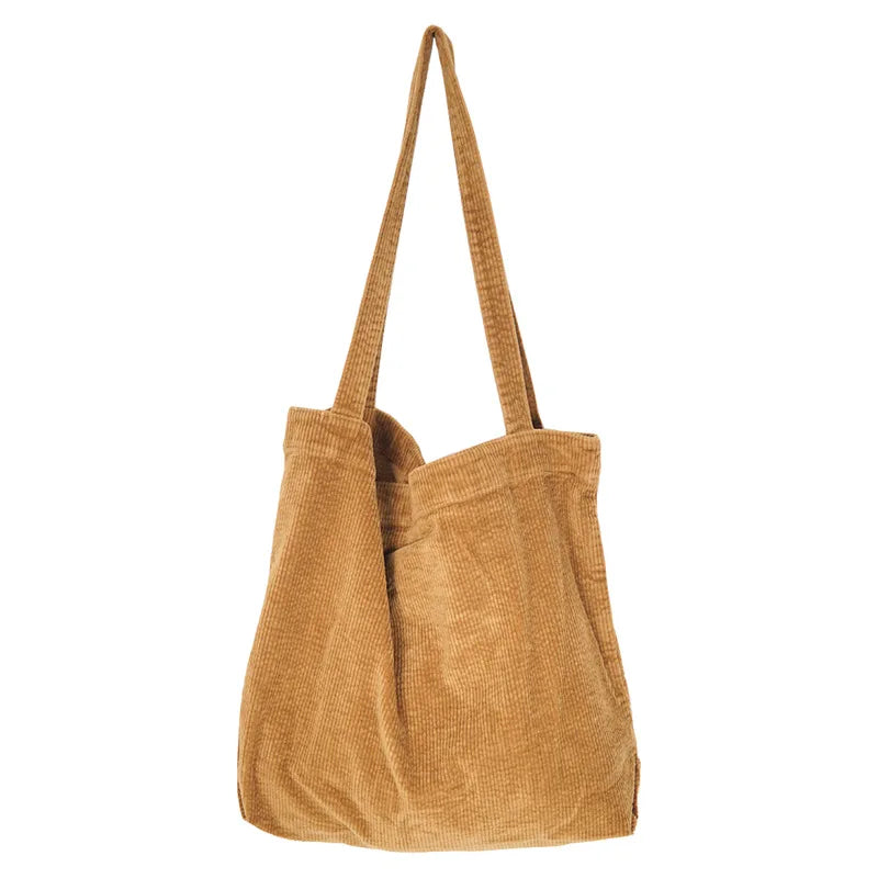 Foldable Corduroy Shopping Bag Large Casual Eco-friendly Reusable Grocery Tote