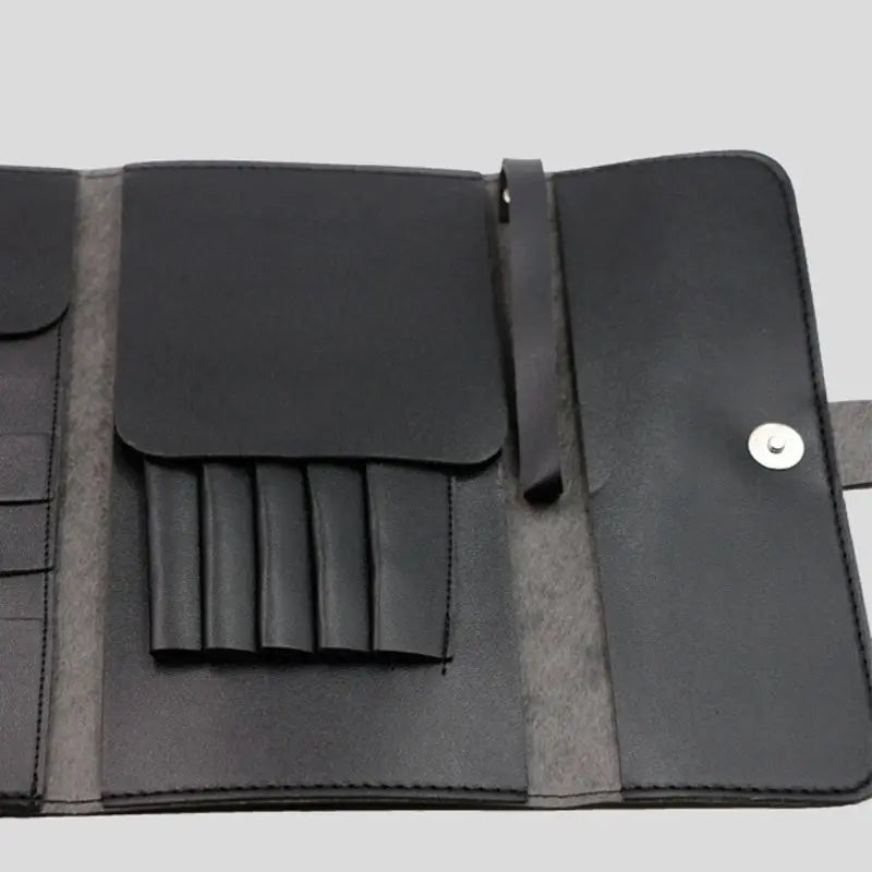 Foldable Hair Scissor Bag PU Leather Barber Tool Pouch