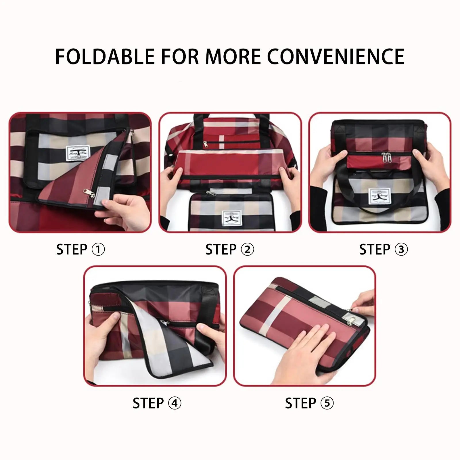 Large Capacity Plaid Travel Bag Waterproof Duffle Gym Yoga Shoulder Bag