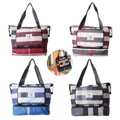 Large Capacity Plaid Travel Bag Waterproof Duffle Gym Yoga Shoulder Bag