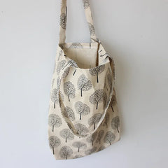 Floral Print Foldable Reusable Shopping Bag Canvas Tote Shoulder Bag