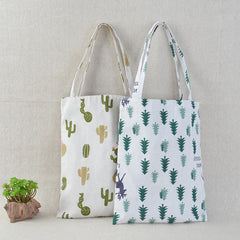Floral Print Foldable Reusable Shopping Bag Canvas Tote Shoulder Bag