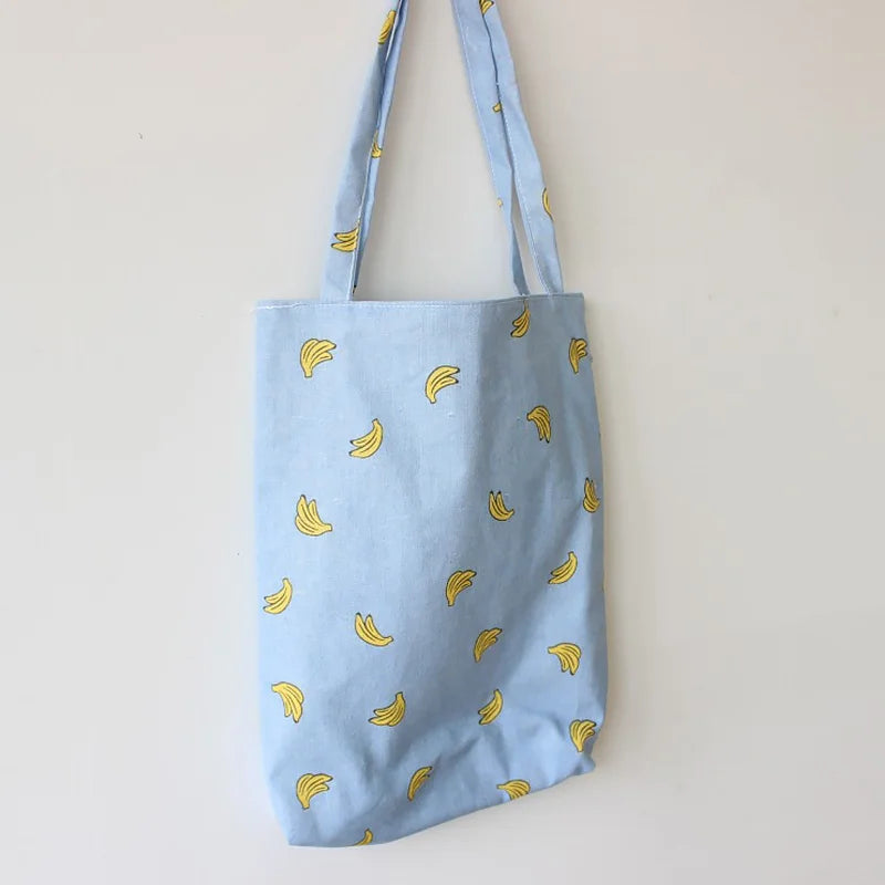 Floral Print Foldable Reusable Shopping Bag Canvas Tote Shoulder Bag