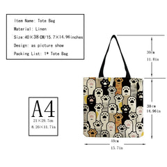Foldable Tote Cat Print Eco Reusable High Capacity Shopper Bag