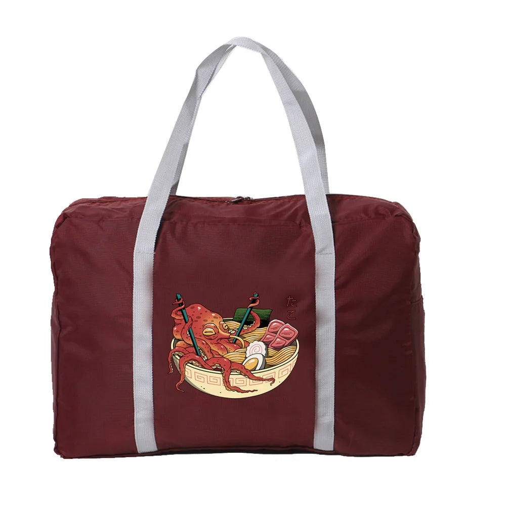 Large Capacity Foldable Travel Bag Japan Print Tote Women Weekender Gym Handbags