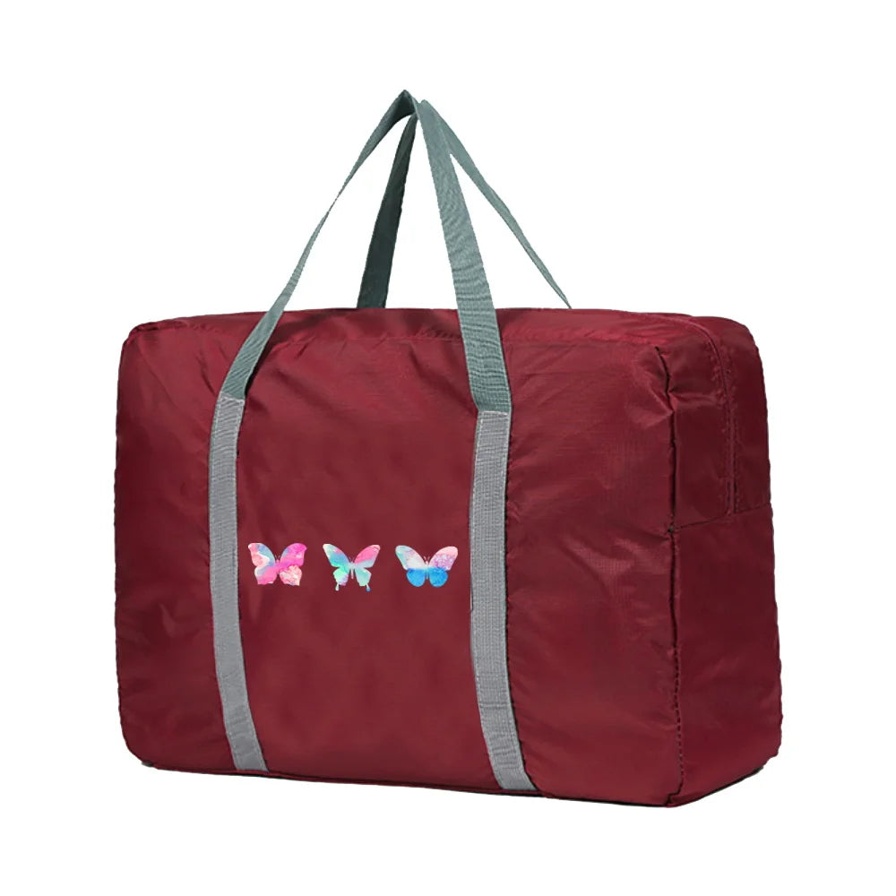 Colorful Butterfly Print Foldable Travel Bag Women Handbag