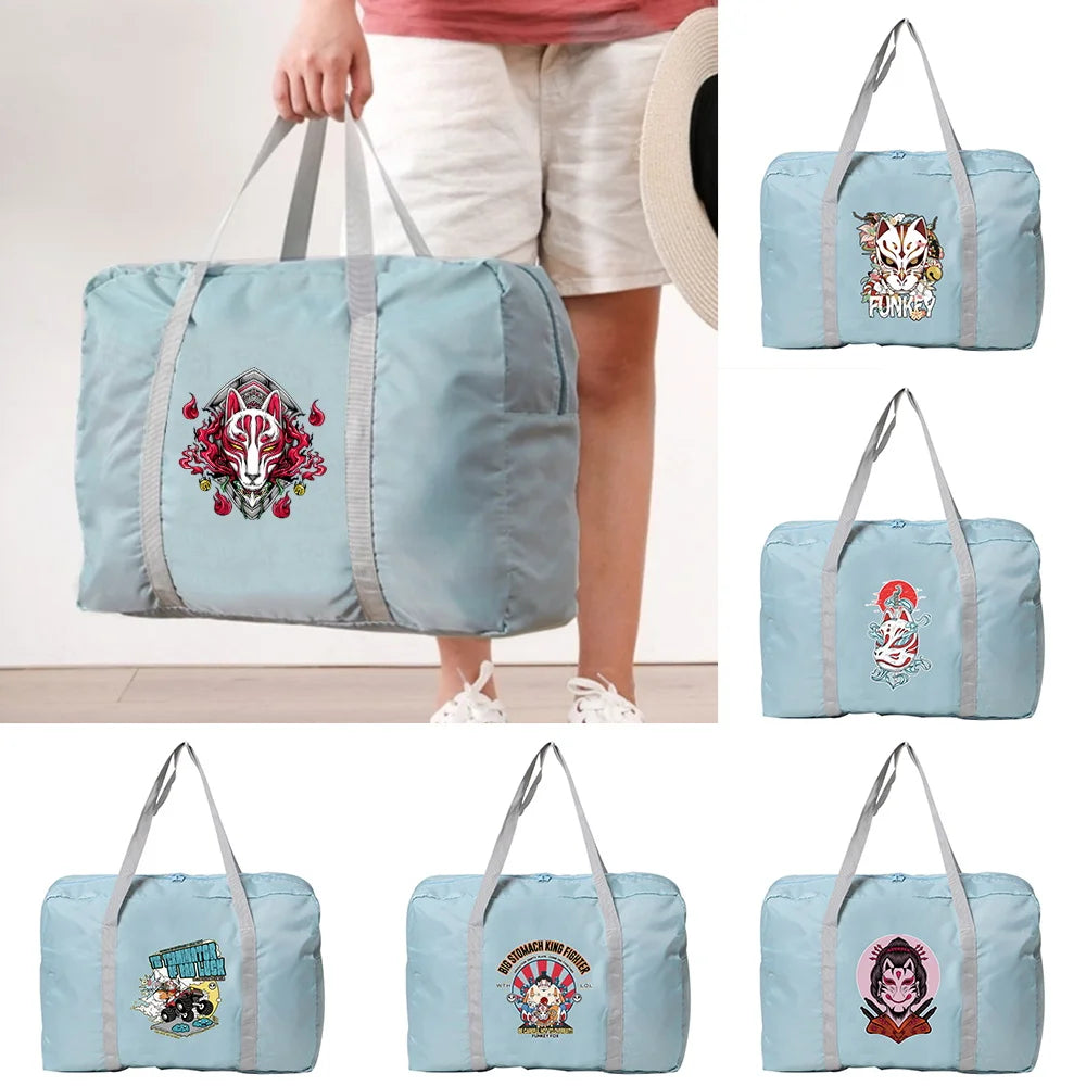 Foldable Travel Bags Unisex Large Capacity Bag Luggage Women Mask Print Handbags