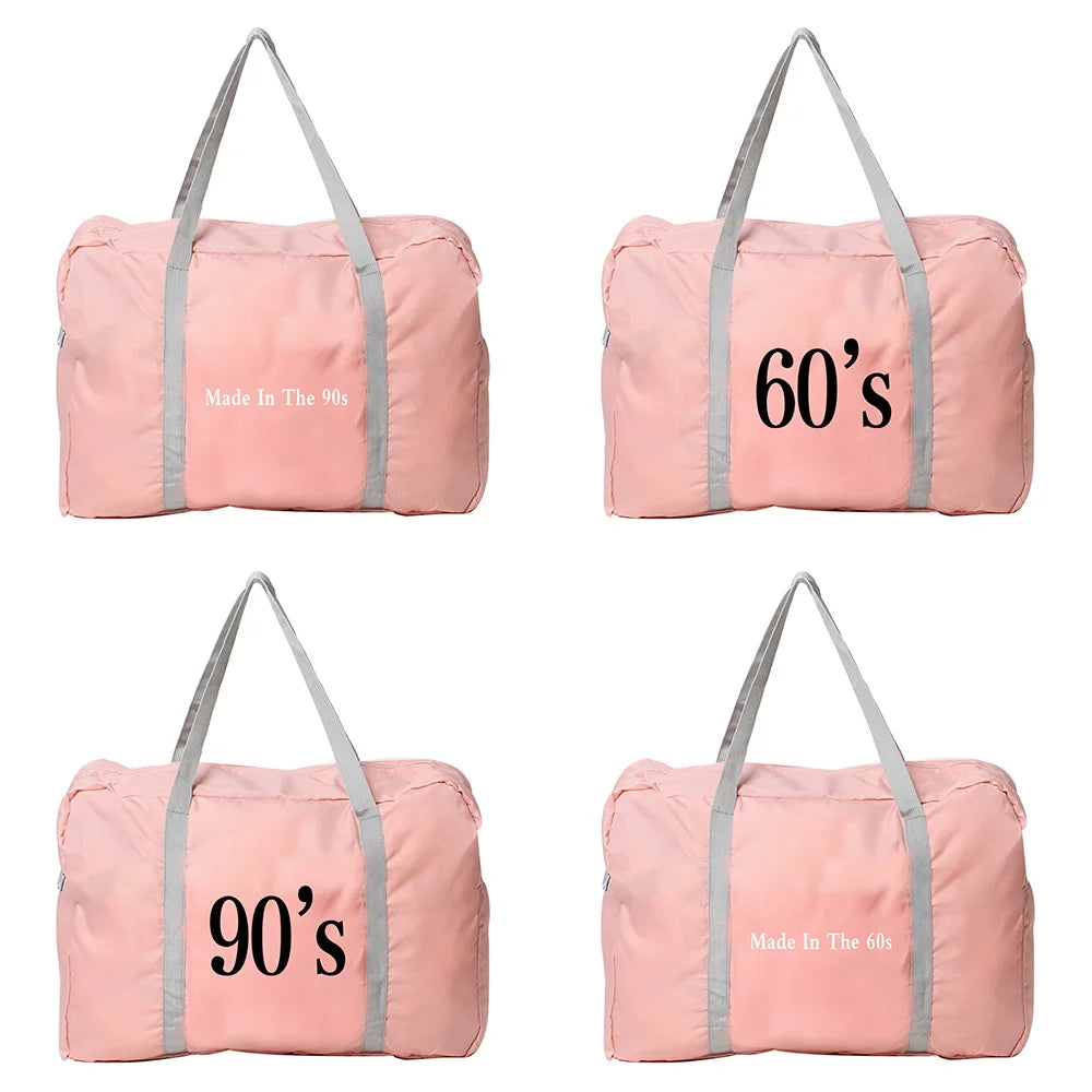 Foldable Travel Bags Nylon Duffle Large Organizer Men Women Handbags Print