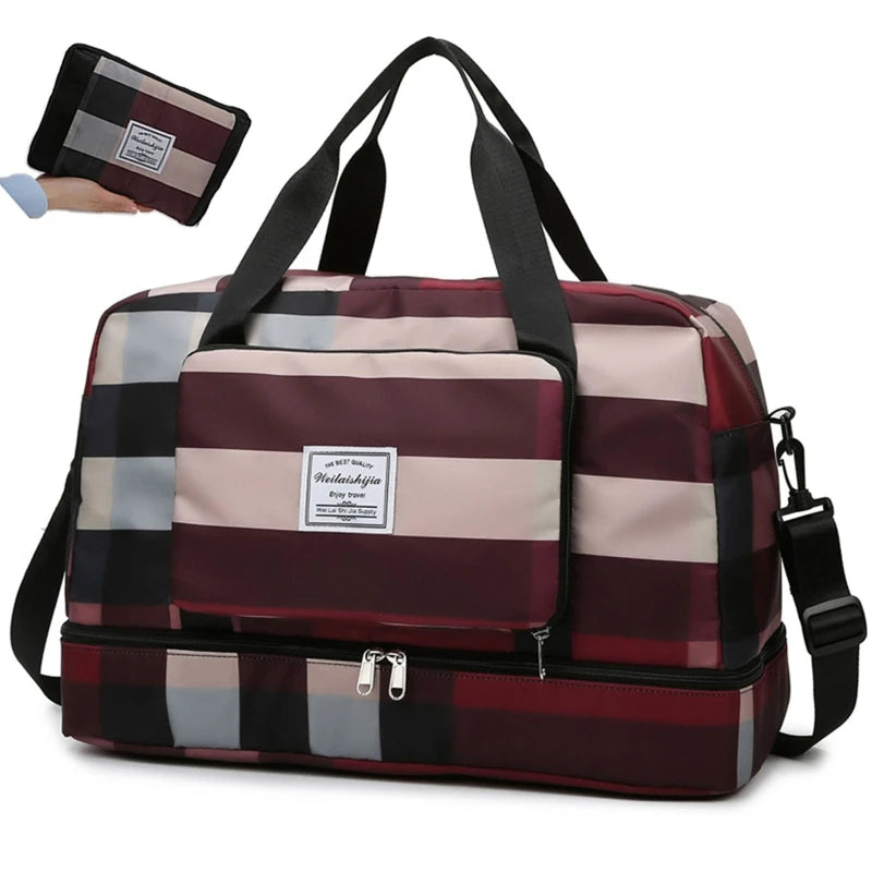 Foldable Travel Bags for Men and Women Large Capacity Weekend Messenger Dry/Wet