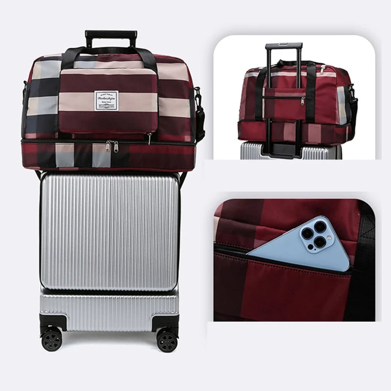 Foldable Travel Bags for Men and Women Large Capacity Weekend Messenger Dry/Wet