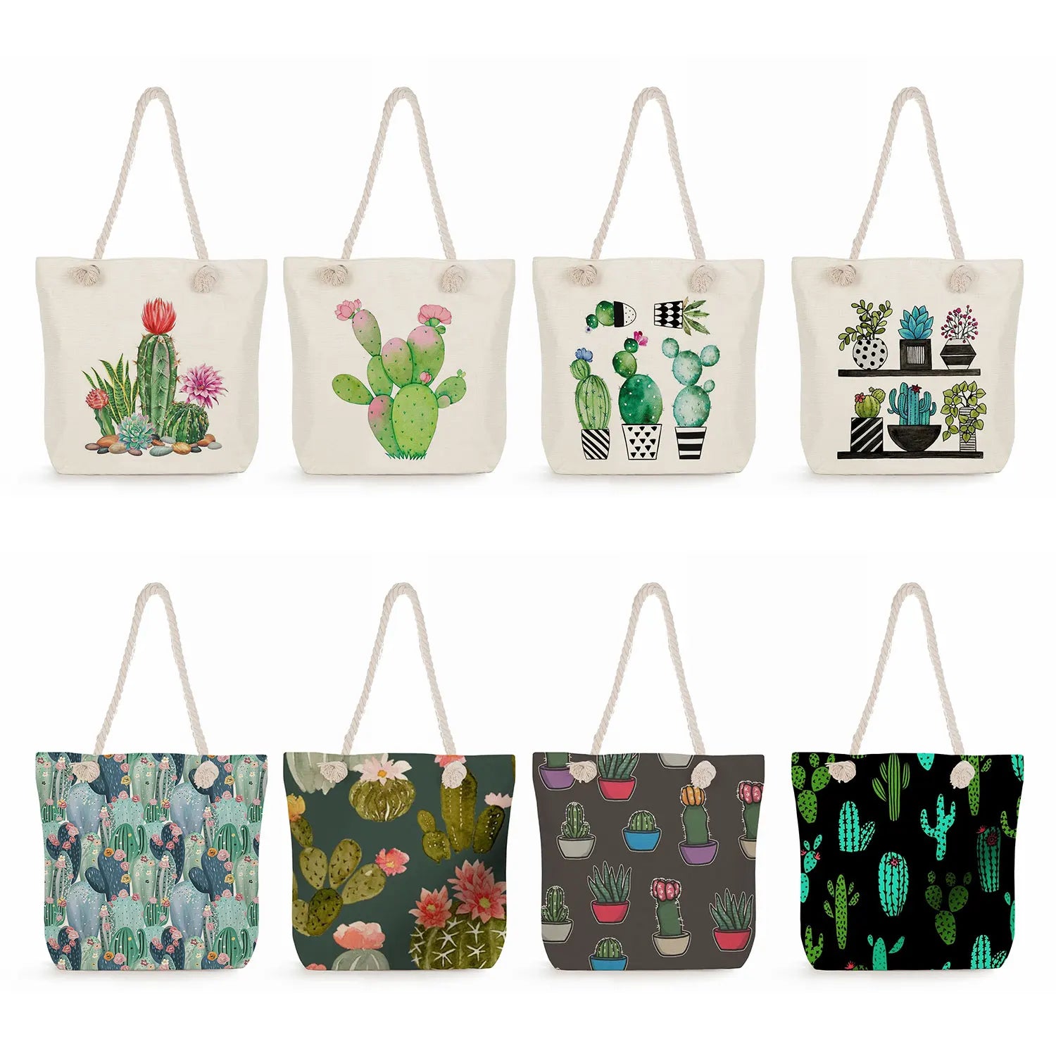 Foldable Travel Beach Rope Shoulder Bag Floral Print Handbags High Capacity
