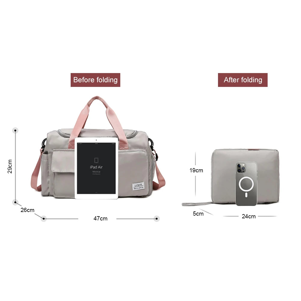 Foldable Travel Duffel Bag with Shoes Compartment Waterproof